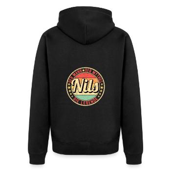 Nils Der Mann Der Mythos Die Legende - Unisex Premium Bio Zip Hoodie - Schwarz - Hinten - Nico (187cm)