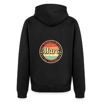 Marc Der Mann Der Mythos Die Legende - Unisex Premium Bio Zip Hoodie - Schwarz - Hinten - Nico (187cm)