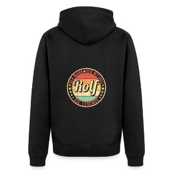 Rolf Der Mann Der Mythos Die Legende - Unisex Premium Bio Zip Hoodie - Schwarz - Hinten - Nico (187cm)