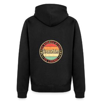 Joachim Der Mann Der Mythos Die Legende - Unisex Premium Bio Zip Hoodie - Schwarz - Hinten - Nico (187cm)