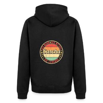 Sascha Der Mann Der Mythos Die Legende - Unisex Premium Bio Zip Hoodie - Schwarz - Hinten - Nico (187cm)