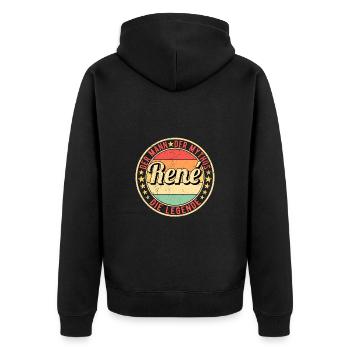 Rene René Der Mann Der Mythos Die Legende - Unisex Premium Bio Zip Hoodie - Schwarz - Hinten - Nico (187cm)