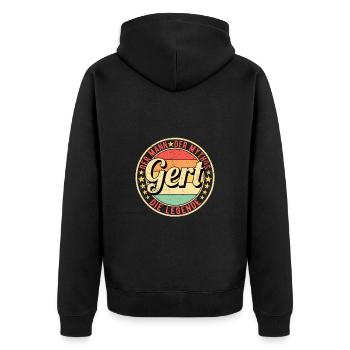 Gert Der Mann Der Mythos Die Legende - Unisex Premium Bio Zip Hoodie - Schwarz - Hinten - Nico (187cm)