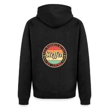 Steffen Der Mann Der Mythos Die Legende - Unisex Premium Bio Zip Hoodie - Schwarz - Hinten - Nico (187cm)