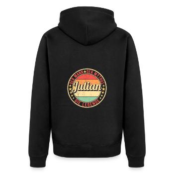 Julian Der Mann Der Mythos Die Legende - Unisex Premium Bio Zip Hoodie - Schwarz - Hinten - Nico (187cm)