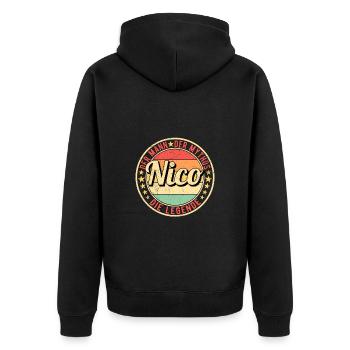 Nico Der Mann Der Mythos Die Legende - Unisex Premium Bio Zip Hoodie - Schwarz - Hinten - Nico (187cm)