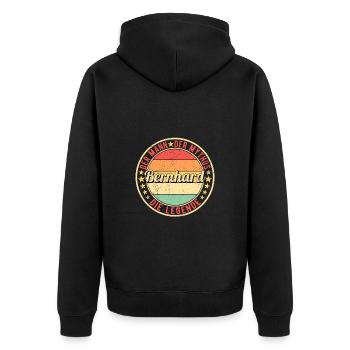 Bernhard Der Mann Der Mythos Die Legende - Unisex Premium Bio Zip Hoodie - Schwarz - Hinten - Nico (187cm)