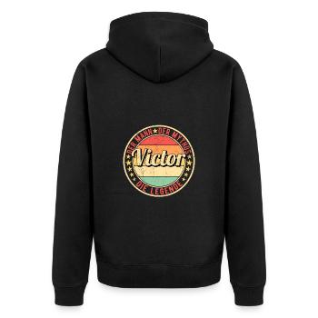 Victor Der Mann Der Mythos Die Legende - Unisex Premium Bio Zip Hoodie - Schwarz - Hinten - Nico (187cm)