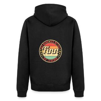 Finn Der Mann Der Mythos Die Legende - Unisex Premium Bio Zip Hoodie - Schwarz - Hinten - Nico (187cm)