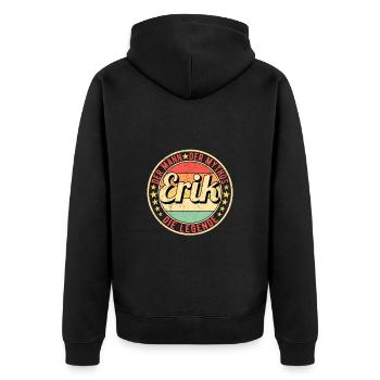 Erik Der Mann Der Mythos Die Legende - Unisex Premium Bio Zip Hoodie - Schwarz - Hinten - Nico (187cm)
