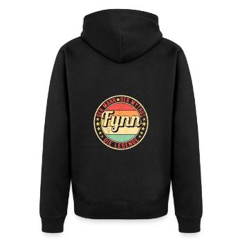 Fynn Der Mann Der Mythos Die Legende - Unisex Premium Bio Zip Hoodie - Schwarz - Hinten - Nico (187cm)