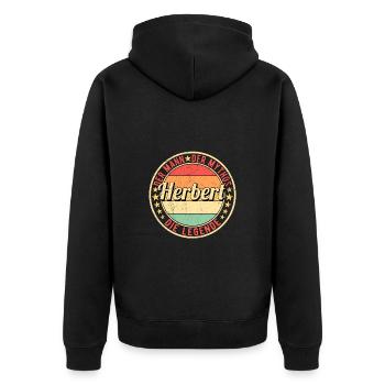 Herbert Der Mann Der Mythos Die Legende - Unisex Premium Bio Zip Hoodie - Schwarz - Hinten - Nico (187cm)