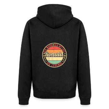 Ronald Der Mann Der Mythos Die Legende - Unisex Premium Bio Zip Hoodie - Schwarz - Hinten - Nico (187cm)