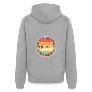 Lennard Der Mann Der Mythos Die Legende - Unisex Premium Bio Zip Hoodie - Grau meliert - Hinten - Nico (187cm)
