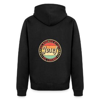 Josef Der Mann Der Mythos Die Legende - Unisex Premium Bio Zip Hoodie - Schwarz - Hinten - Nico (187cm)