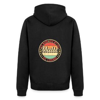 Malte Der Mann Der Mythos Die Legende - Unisex Premium Bio Zip Hoodie - Schwarz - Hinten - Nico (187cm)
