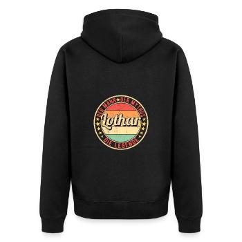 Lothar Der Mann Der Mythos Die Legende - Unisex Premium Bio Zip Hoodie - Schwarz - Hinten - Nico (187cm)