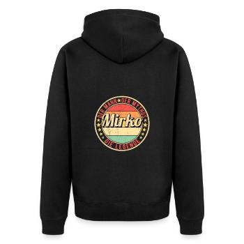 Mirko Der Mann Der Mythos Die Legende - Unisex Premium Bio Zip Hoodie - Schwarz - Hinten - Nico (187cm)