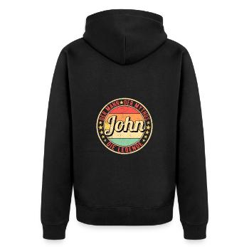 John Der Mann Der Mythos Die Legende - Unisex Premium Bio Zip Hoodie - Schwarz - Hinten - Nico (187cm)