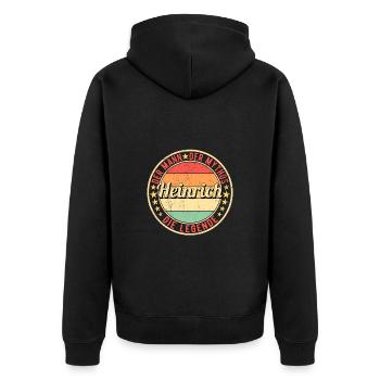 Heinrich Der Mann Der Mythos Die Legende - Unisex Premium Bio Zip Hoodie - Schwarz - Hinten - Nico (187cm)