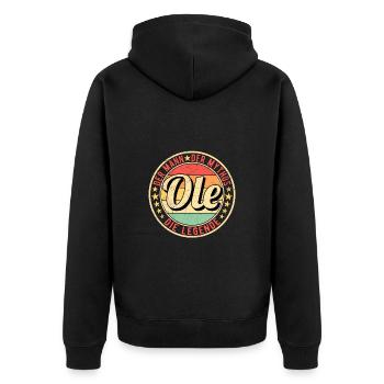 Ole Der Mann Der Mythos Die Legende - Unisex Premium Bio Zip Hoodie - Schwarz - Hinten - Nico (187cm)