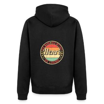 Henri Der Mann Der Mythos Die Legende - Unisex Premium Bio Zip Hoodie - Schwarz - Hinten - Nico (187cm)
