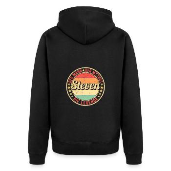 Steven Der Mann Der Mythos Die Legende - Unisex Premium Bio Zip Hoodie - Schwarz - Hinten - Nico (187cm)