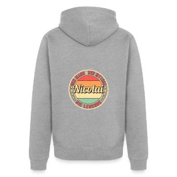 Nicolai Der Mann Der Mythos Die Legende - Unisex Premium Bio Zip Hoodie - Grau meliert - Hinten - Nico (187cm)