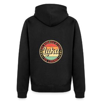 Luka Der Mann Der Mythos Die Legende - Unisex Premium Bio Zip Hoodie - Schwarz - Hinten - Nico (187cm)