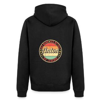 Anton Der Mann Der Mythos Die Legende - Unisex Premium Bio Zip Hoodie - Schwarz - Hinten - Nico (187cm)