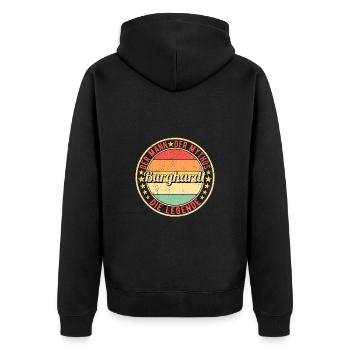 Burghardt Der Mann Der Mythos Die Legende - Unisex Premium Bio Zip Hoodie - Schwarz - Hinten - Nico (187cm)