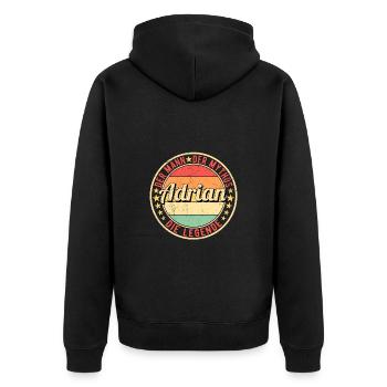 Adrian Der Mann Der Mythos Die Legende - Unisex Premium Bio Zip Hoodie - Schwarz - Hinten - Nico (187cm)