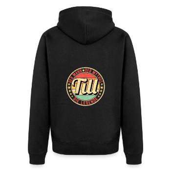 Till Der Mann Der Mythos Die Legende - Unisex Premium Bio Zip Hoodie - Schwarz - Hinten - Nico (187cm)