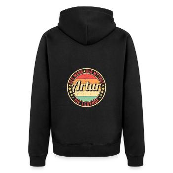 Artur Der Mann Der Mythos Die Legende - Unisex Premium Bio Zip Hoodie - Schwarz - Hinten - Nico (187cm)