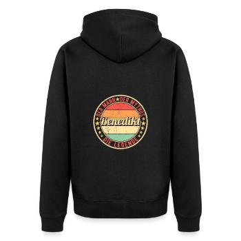 Benedikt Der Mann Der Mythos Die Legende - Unisex Premium Bio Zip Hoodie - Schwarz - Hinten - Nico (187cm)