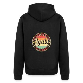 Louis Der Mann Der Mythos Die Legende - Unisex Premium Bio Zip Hoodie - Schwarz - Hinten - Nico (187cm)