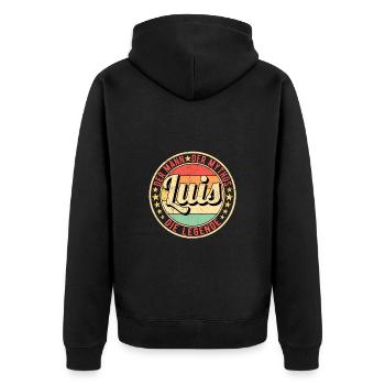 Luis Der Mann Der Mythos Die Legende - Unisex Premium Bio Zip Hoodie - Schwarz - Hinten - Nico (187cm)