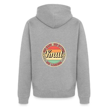 Knut Der Mann Der Mythos Die Legende - Unisex Premium Bio Zip Hoodie - Grau meliert - Hinten - Nico (187cm)