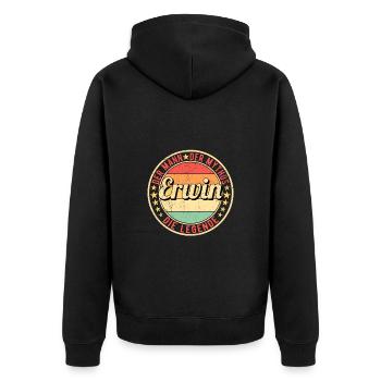Erwin Der Mann Der Mythos Die Legende - Unisex Premium Bio Zip Hoodie - Schwarz - Hinten - Nico (187cm)
