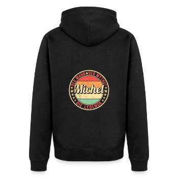 Michel Der Mann Der Mythos Die Legende - Unisex Premium Bio Zip Hoodie - Schwarz - Hinten - Nico (187cm)