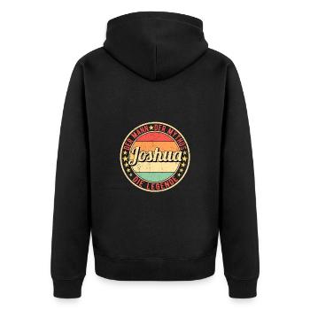 Joshua Der Mann Der Mythos Die Legende - Unisex Premium Bio Zip Hoodie - Schwarz - Hinten - Nico (187cm)