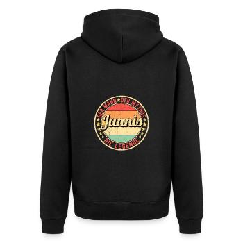 Jannis Der Mann Der Mythos Die Legende - Unisex Premium Bio Zip Hoodie - Schwarz - Hinten - Nico (187cm)