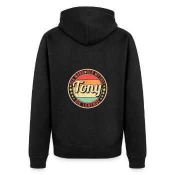 Tony Der Mann Der Mythos Die Legende - Unisex Premium Bio Zip Hoodie - Schwarz - Hinten - Nico (187cm)
