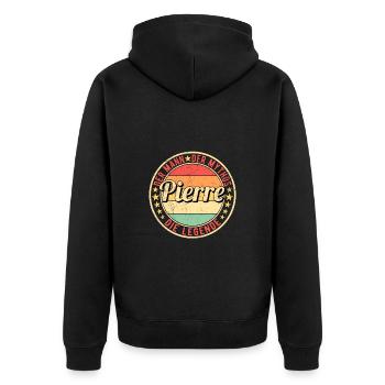 Pierre Der Mann Der Mythos Die Legende - Unisex Premium Bio Zip Hoodie - Schwarz - Hinten - Nico (187cm)