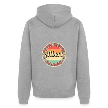Albert Der Mann Der Mythos Die Legende - Unisex Premium Bio Zip Hoodie - Grau meliert - Hinten - Nico (187cm)