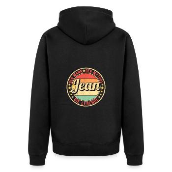 Jean Der Mann Der Mythos Die Legende - Unisex Premium Bio Zip Hoodie - Schwarz - Hinten - Nico (187cm)