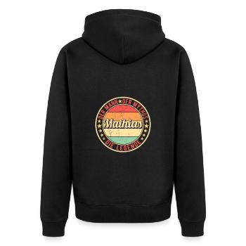 Mathias Der Mann Der Mythos Die Legende - Unisex Premium Bio Zip Hoodie - Schwarz - Hinten - Nico (187cm)