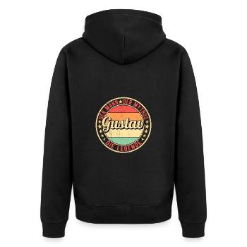 Gustav Der Mann Der Mythos Die Legende - Unisex Premium Bio Zip Hoodie - Schwarz - Hinten - Nico (187cm)