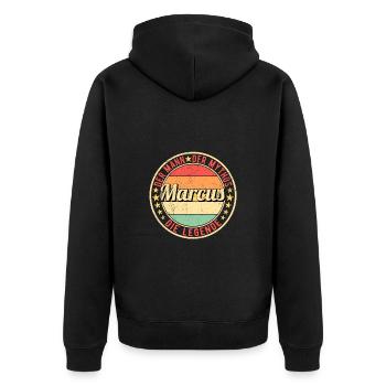 Marcus Der Mann Der Mythos Die Legende - Unisex Premium Bio Zip Hoodie - Schwarz - Hinten - Nico (187cm)
