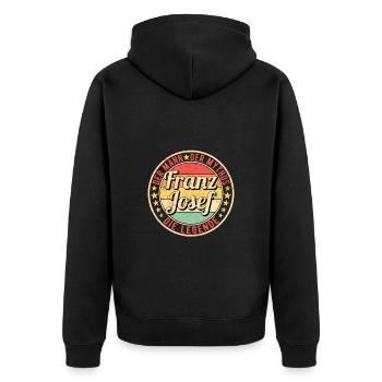 Franz-Josef Der Mann Der Mythos Die Legende - Unisex Premium Bio Zip Hoodie - Schwarz - Hinten - Nico (187cm)